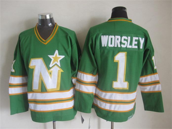 NHL Dallas Stars #1 Worsley Green Jersey