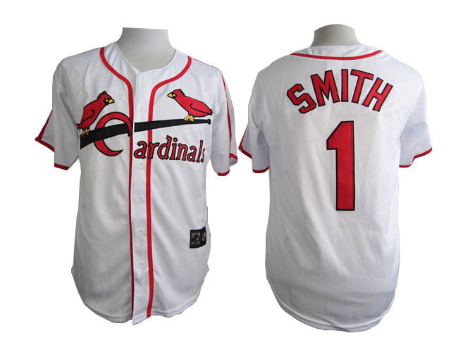 MLB St. Louis Cardinals #1 Smith White Jersey with 75th Patch