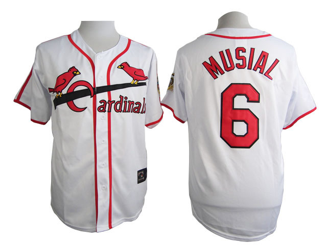 MLB St. Louis Cardinals #6 Musial White Jersey with 75th Patch