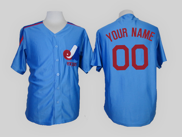 MLB Montreal Expos Custom Blue Color Jersey