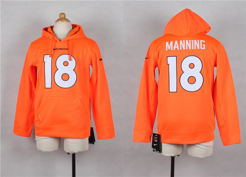 NFL Denver Broncos #18 Manning Orange Kids Hoodie
