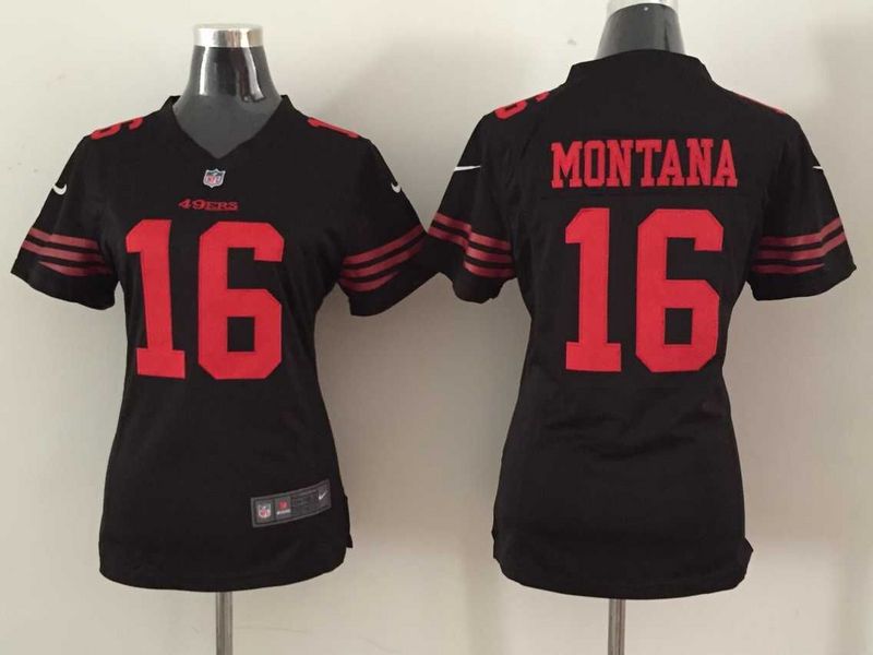 2015 Nike San Francisco 49ers #16 Montana Black Women Jersey