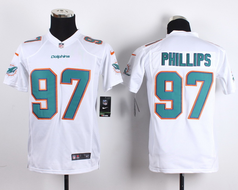 Nike Miami Dolphins #97 Phillips White Youth Jersey