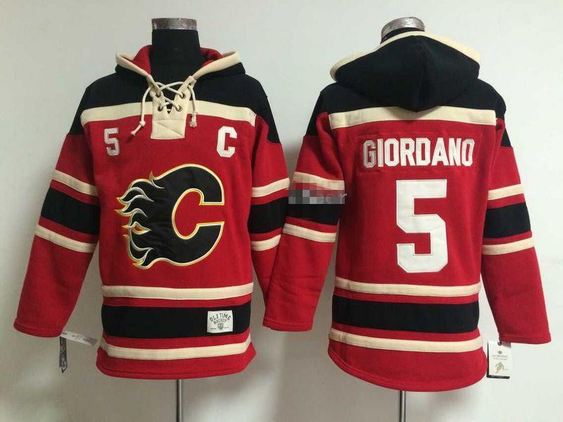 NHL Calgary Flames #5 GIORDANO Red Hoodie