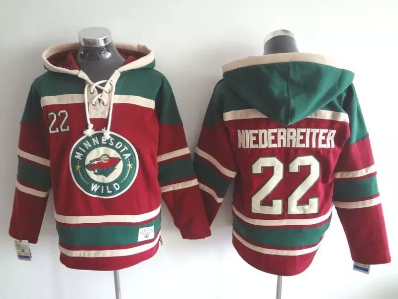 NHL Minnesota Wild #22 Niederreiter Red Hoodies