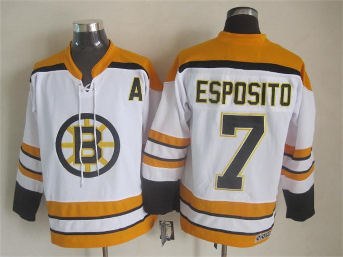 NHL Boston Bruins #7 Esposito White Jersey with A Patch