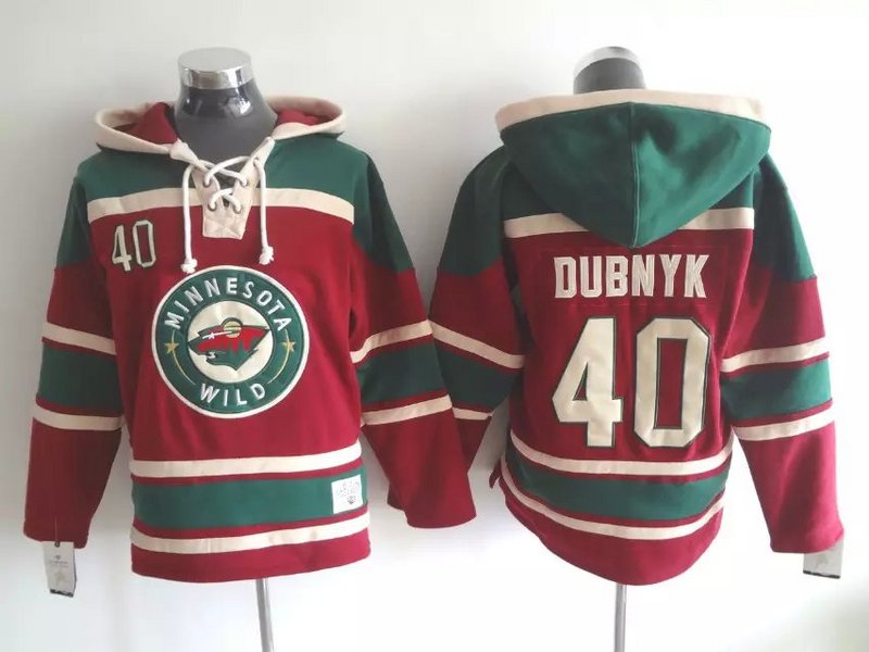 NHL Minnesota Wild #40 Dubnyk Red Hoodies