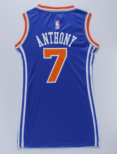 NBA New York knicks #7 Anthony Women Blue Jersey Dress