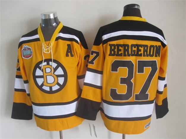NHL Boston Bruins #37 Bergeron Yellow Color Jersey with A Patch
