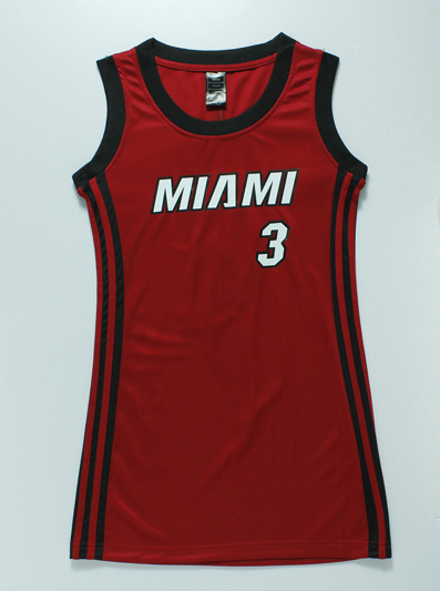 NBA Miami Heat #3 Wade Red Women Jersey Dress