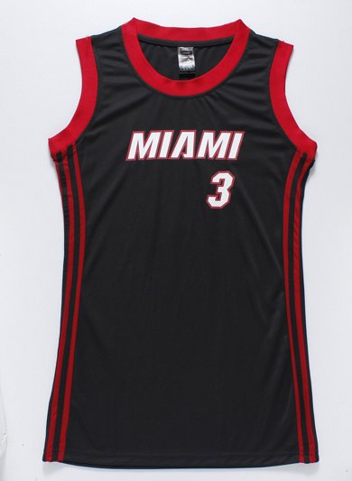 NBA Miami Heat #3 Wade Black Women Jersey Dress