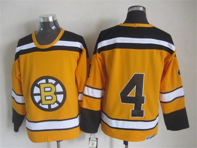 NHL Boston Bruins #4 Orr Yellow Color Jersey with A Patch