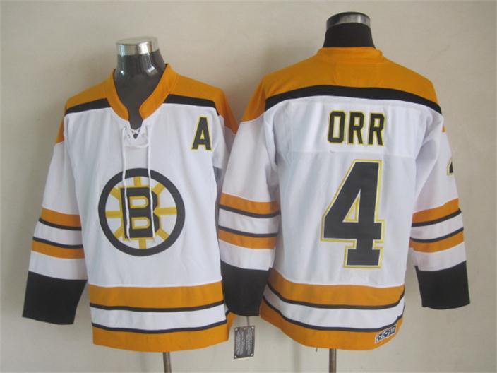 NHL Boston Bruins #4 Orr White Color Jersey with A Patch