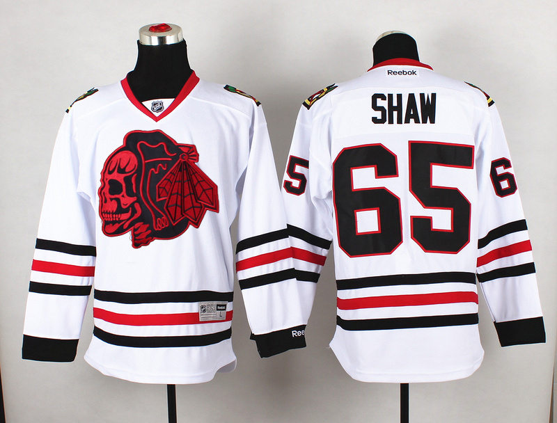 NHL Chicago Blackhawks #65 Shaw Cross Check Premier Fashion Jersey - Charcoal