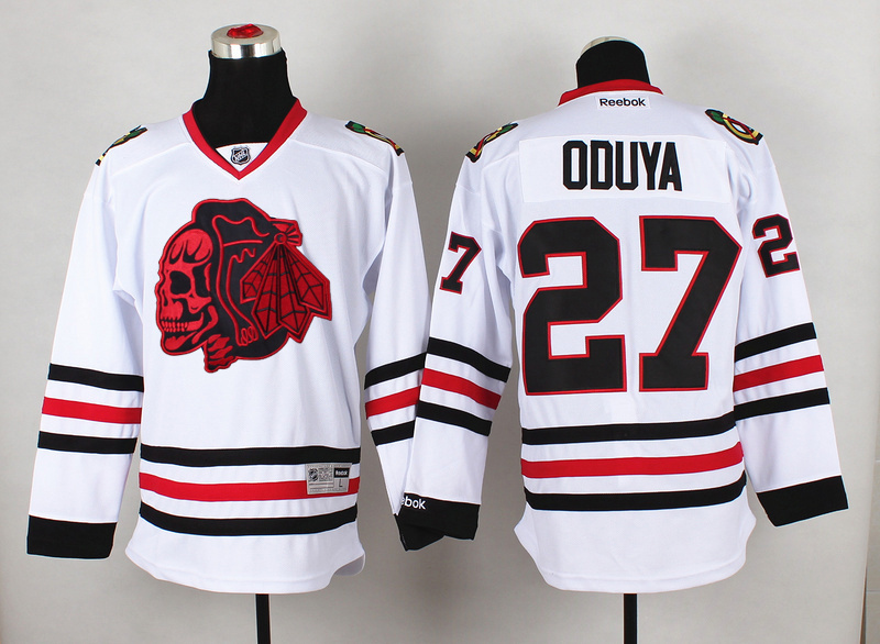 NHL Chicago Blackhawks #27 Oduya Cross Check Premier Fashion Jersey Charcoal