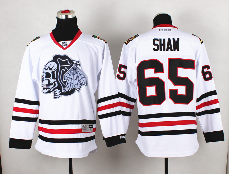 NHL Chicago Blackhawks #65 Shaw Cross Check Premier Fashion Jersey Charcoal