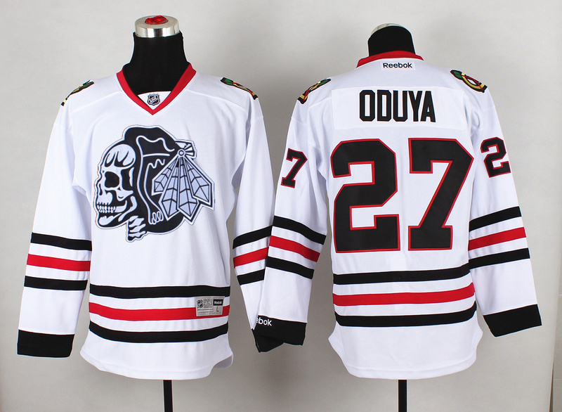 NHL Chicago Blackhawks #27 Oduya Cross Check Premier Fashion Jersey - Charcoal