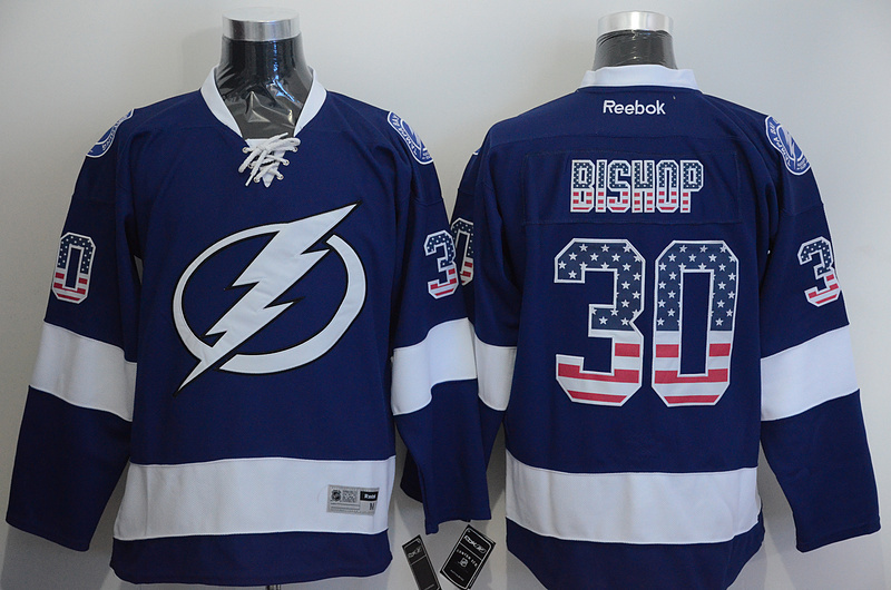NHL Tampa Bay Lightning #30 Bishop Blue USA Flag Fashion Jersey