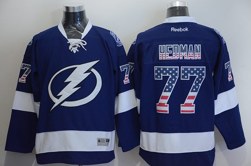 NHL Tampa Bay Lightning #77 Hedman Blue USA Flag Fashion Jersey