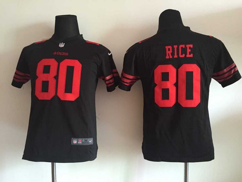 Nike San Francisco 49ers #80 Rice Black Alternate Kids Jersey