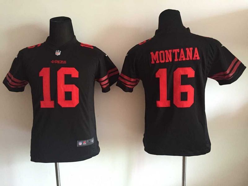 Nike San Francisco 49ers #16 Montana Black Alternate Kids Jersey