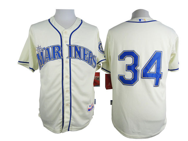 MLB Seattle Mariners #34 Hernandez Cream Jersey