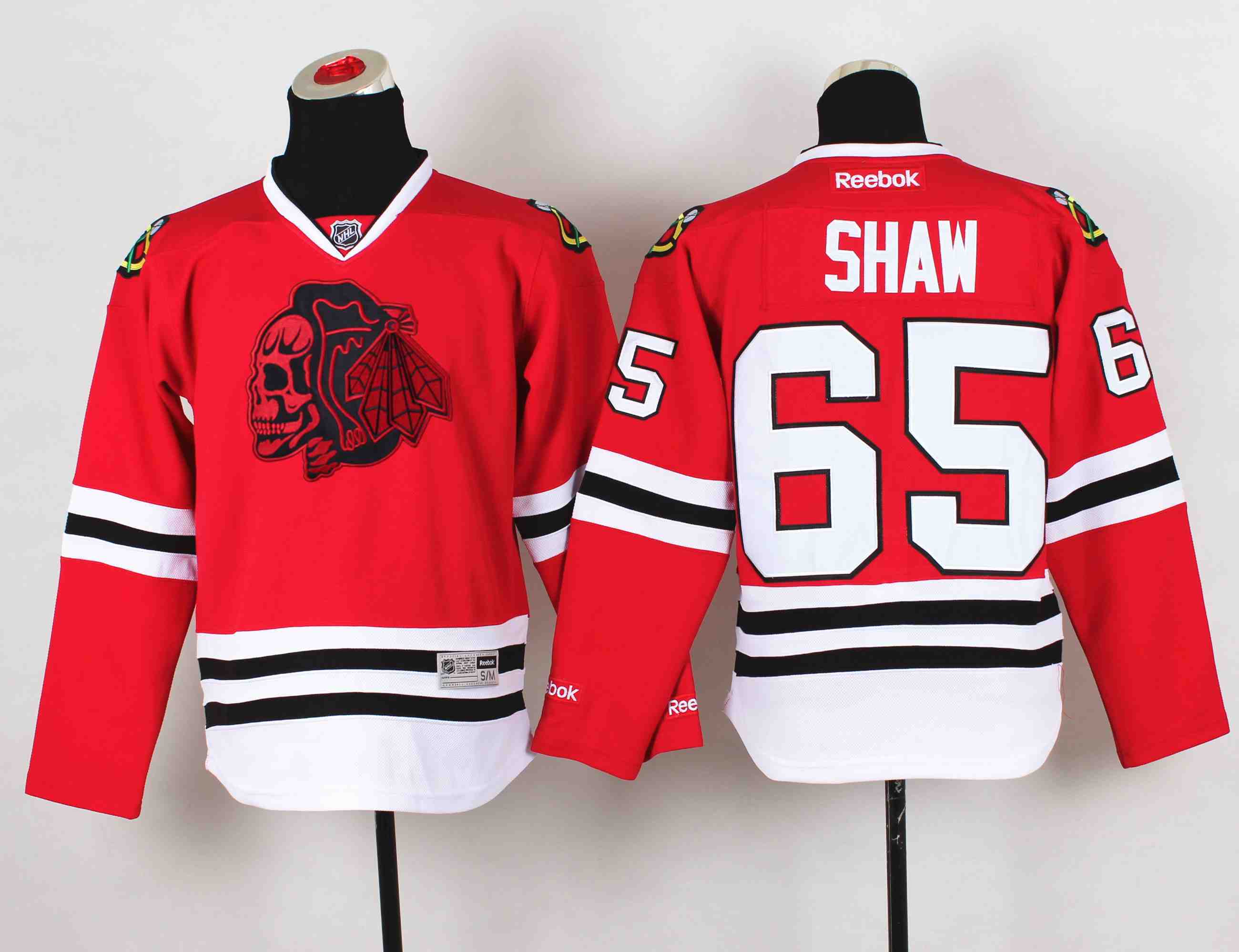 NHL Chicago Blackhawks #65 Shaw Red Youth Jersey