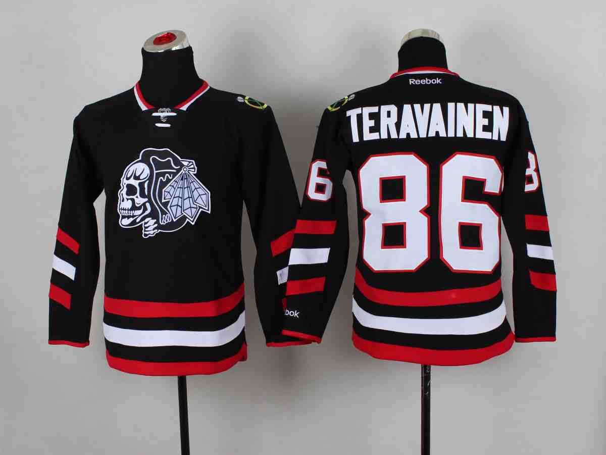 NHL Chicago Blackhawks #86 Teravainew Youth Black Jersey