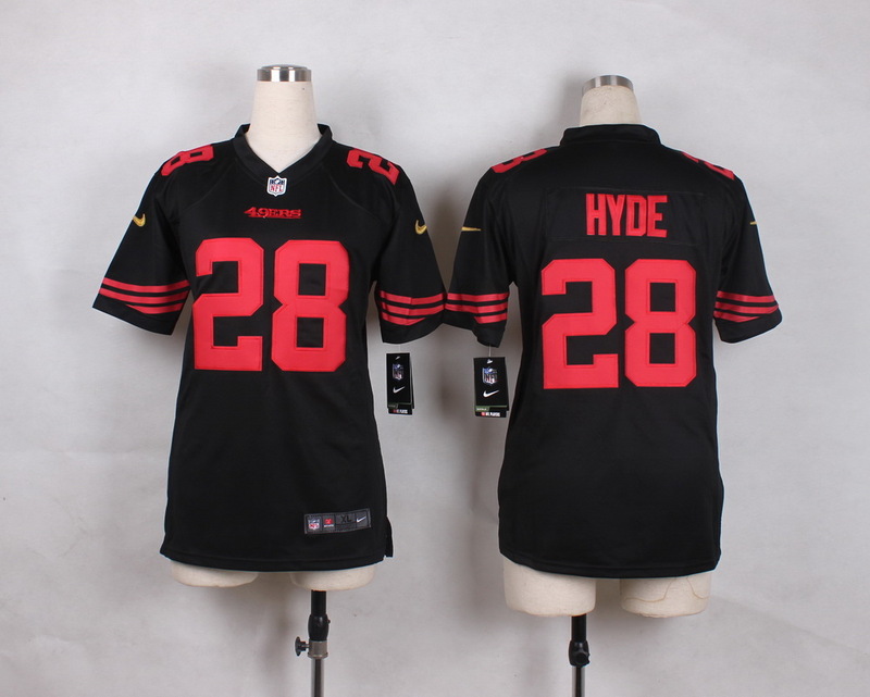 Kids Nike NFL San Francisco 49ers #28 Hyde Black Alternate Jersey