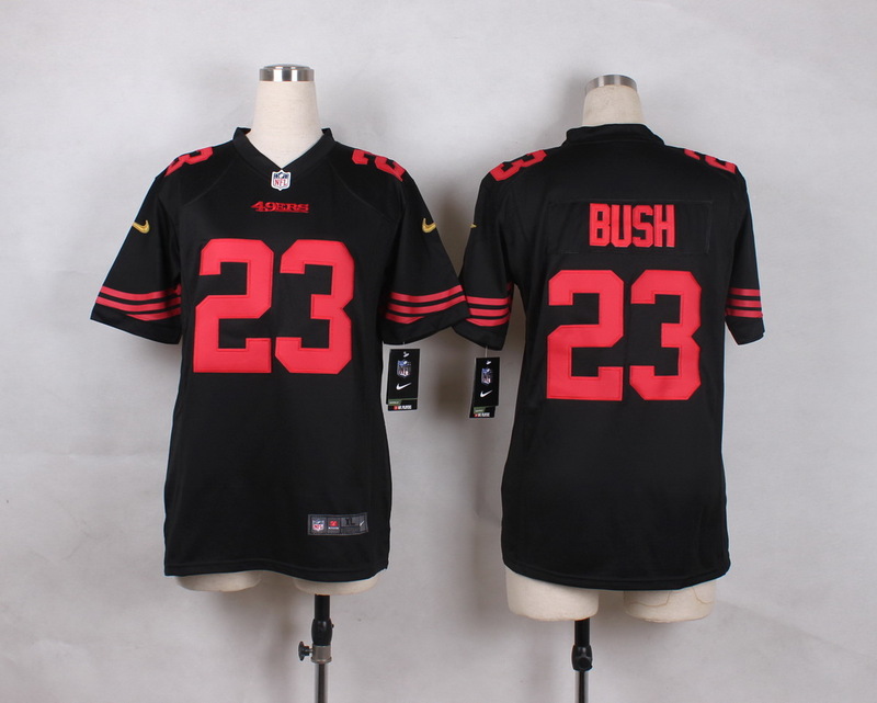 Kids Nike NFL San Francisco 49ers #23 Bush Black Alternate Jersey