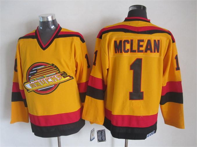 NHL Vancouver Canucks #1 Mclean Yellow Jersey