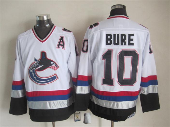 NHL Vancouver Canucks #10 Bure White Jersey with A Patch
