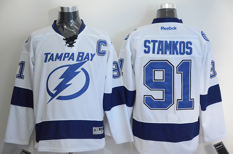 NHL Tampa Bay Lightning #91 Stamkos White New Jersey with C Patch