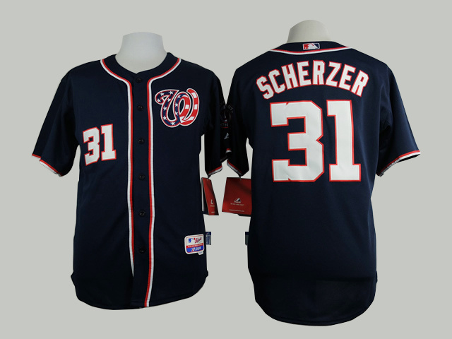 MLB Washington Nationals #31 Scherzer Blue Jersey