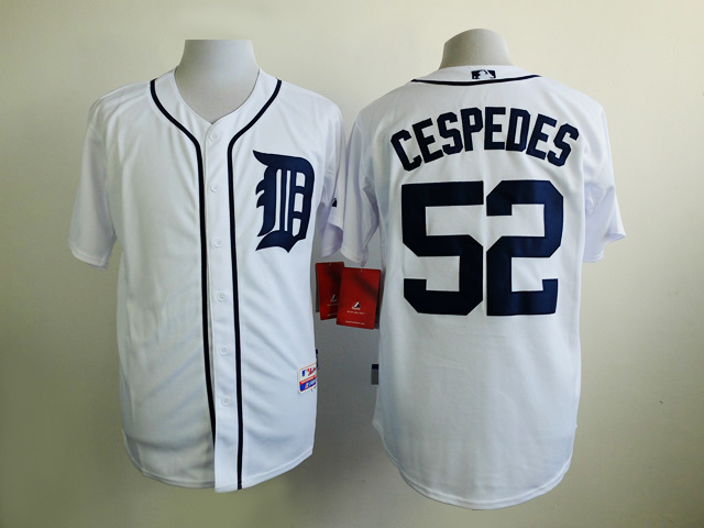MLB Detroit Tigers #52 Cespedes White Jersey