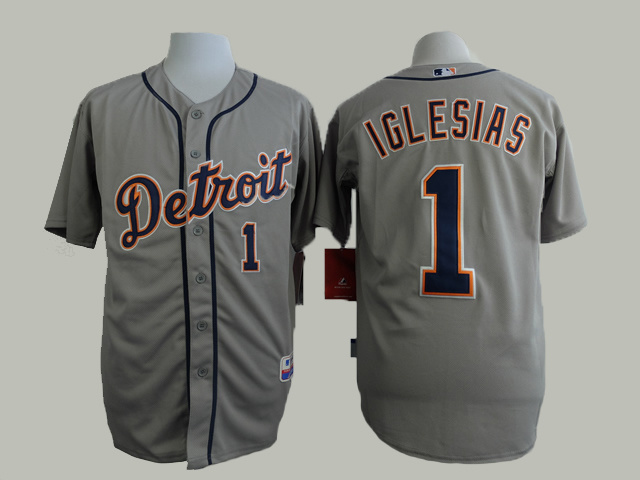 MLB Detroit Tigers #1 Iglesias Grey Jersey