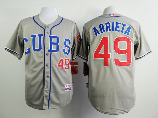 MLB Chicago Cubs #49 Arrieta Grey Jersey