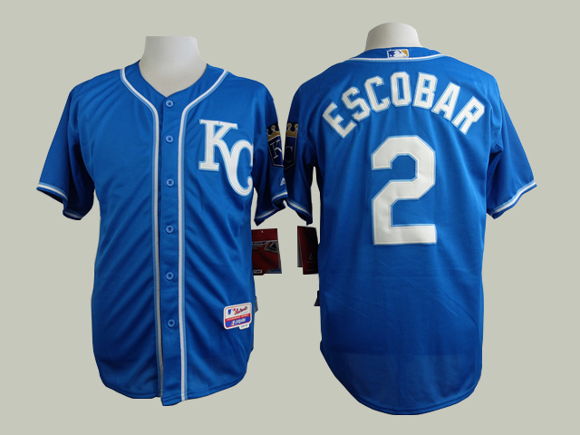 MLB Kansas City Royals #2 Escobar Blue Jersey