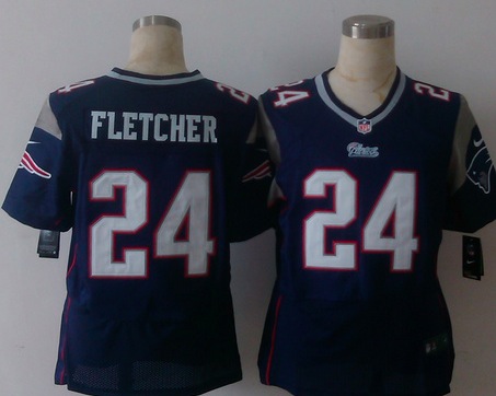 Nike New England Patriots #24 Fletcher Blue Elite Jersey