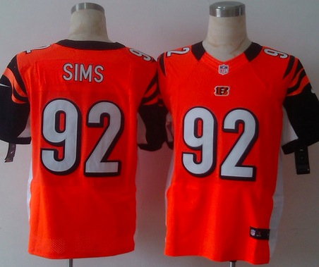 Nike Cincinnati Bengals #92 Sims Orange Elite Jersey