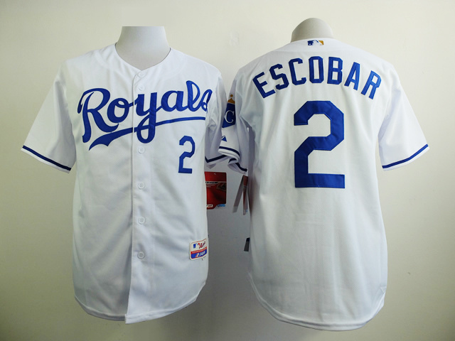 MLB Kansas City Royals #2 Escobar White Jersey