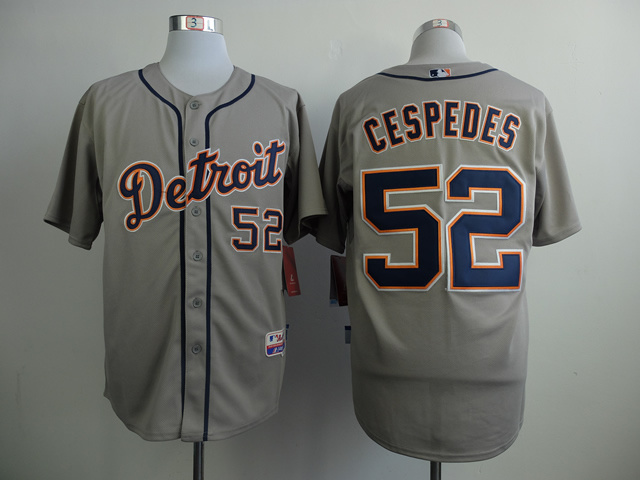 MLB Detroit Tigers #52 Cespedes Grey Jersey
