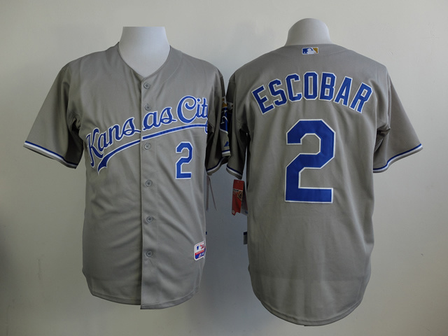 MLB Kansas City Royals #2 Escobar Grey Jersey