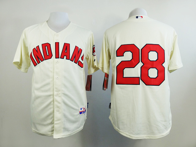 MLB Cleveland Indians #28 Kluber Cream Jersey