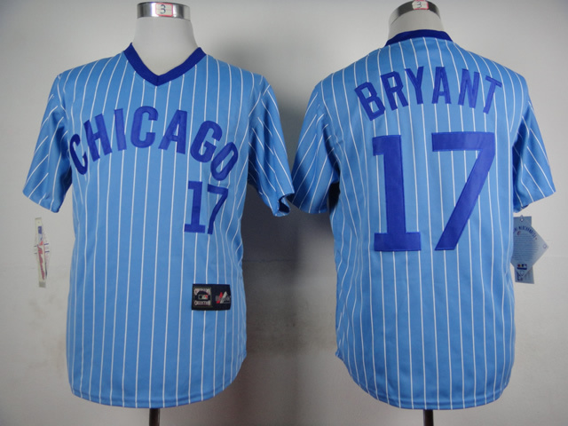 MLB Chicago Cubs #17 Bryant Blue Pinstripe Pullover Jersey