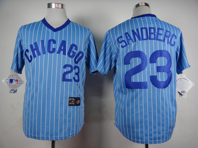 MLB Chicago Cubs #23 Sandberg Blue Pinstripe Pullover Jersey