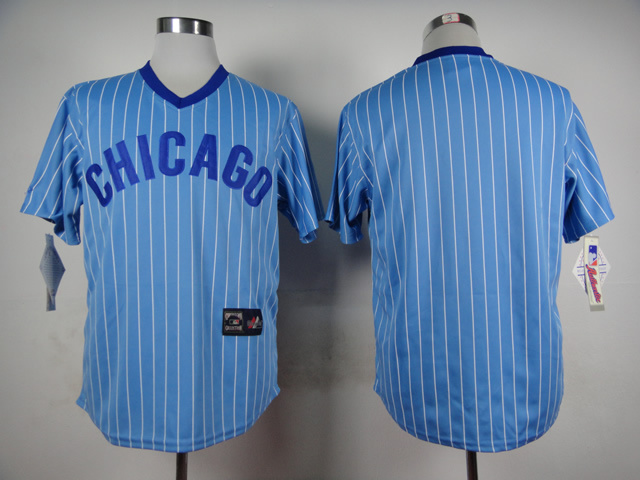 MLB Chicago Cubs Blank Blue Pinstripe Pullover Jersey