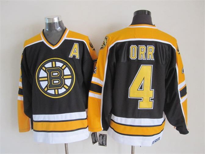 NHL Boston Bruins #4 Orr Black Jersey with A Patch