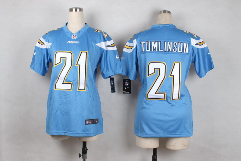 Women Nike San Diego Chargers #21 Tomlinson L.Blue Jersey