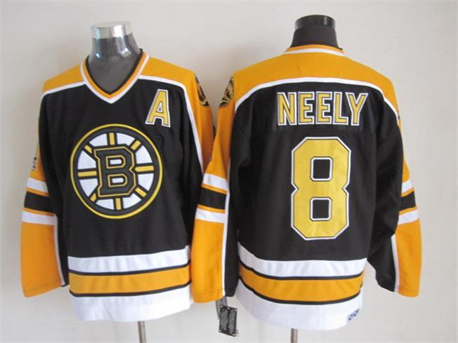 NHL Boston Bruins #8 Cam Neely Black Jersey with A Patch
